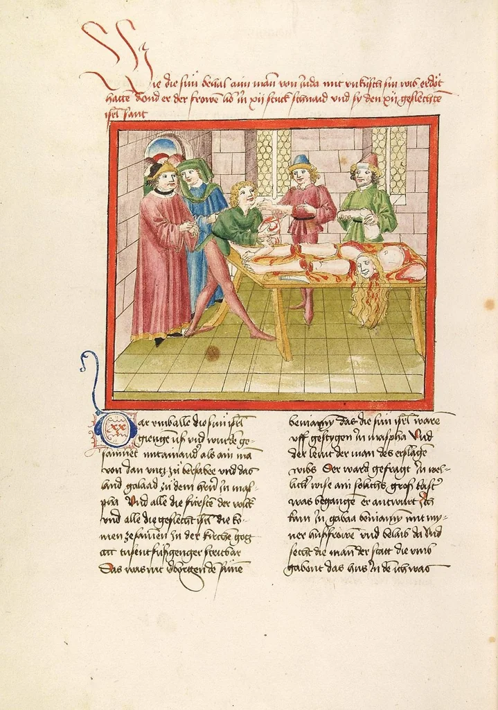 An illustration from Bücher Mose, Josua, Richter, Ruth, 1477, leaf 554