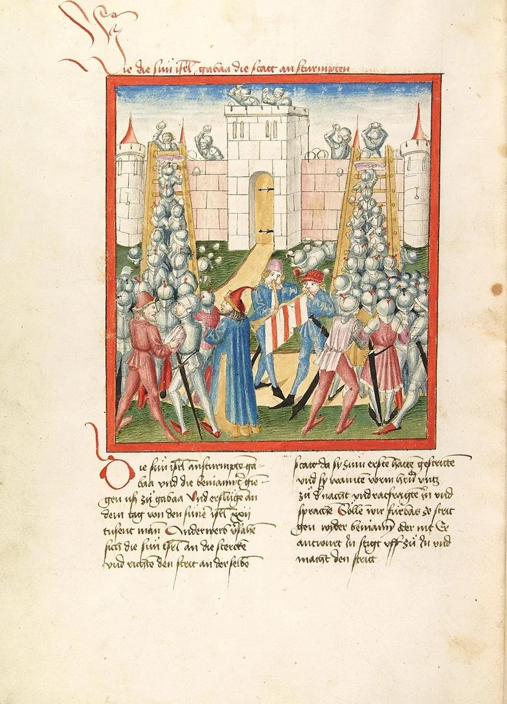 An illustration from Bücher Mose, Josua, Richter, Ruth, 1477, leaf 556