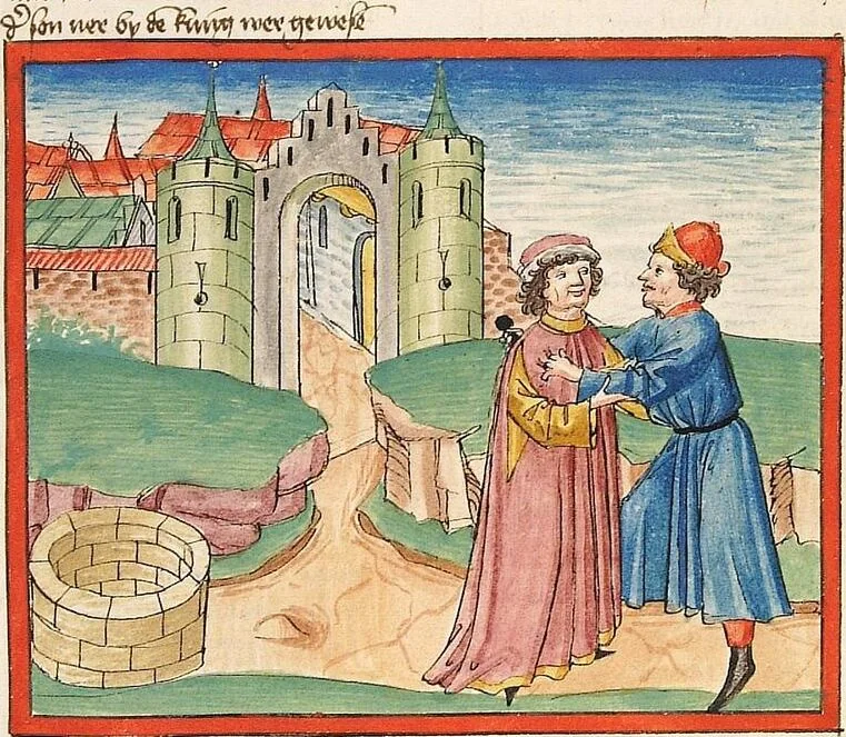 An illustration from Könige, Paralipomenon I und II, Esra, Tobias, Judith, Esther, Hiob, 1477, leaf 101
