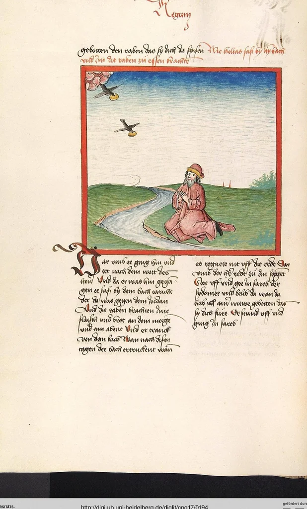 An illustration from Könige, Paralipomenon I und II, Esra, Tobias, Judith, Esther, Hiob, 1477, leaf 194