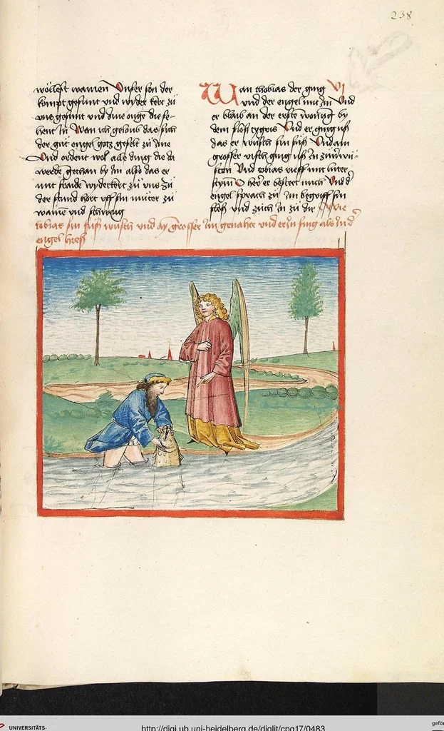 An illustration from Könige, Paralipomenon I und II, Esra, Tobias, Judith, Esther, Hiob, 1477, leaf 483