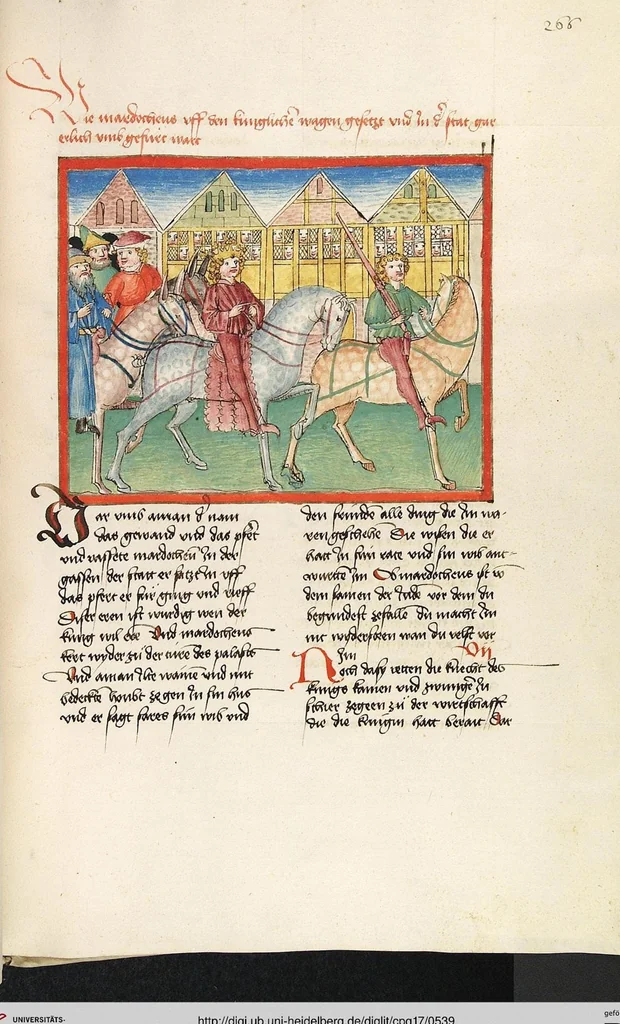 An illustration from Könige, Paralipomenon I und II, Esra, Tobias, Judith, Esther, Hiob, 1477, leaf 539