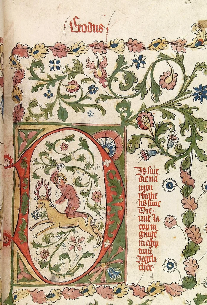 An illustration from AT (Bücher Mose, Josua, Richter), 1441, leaf 175