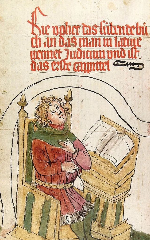 An illustration from AT (Bücher Mose, Josua, Richter), 1441, leaf 670