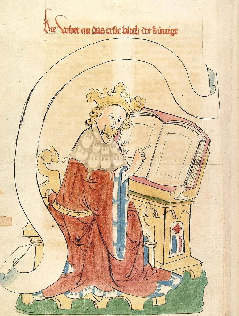 An illustration from AT ( Bücher der Könige, Paralipomenon I und II), 1441, leaf 12