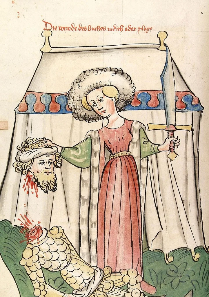 An illustration from AT (Bücher Esra, Nehemia, Tobias, Judith, Esther, Hiob, Psalter, Parabole, Ecclesiastes, Cantica, Sapientia, Ecclesiasticu), 1441, leaf 144