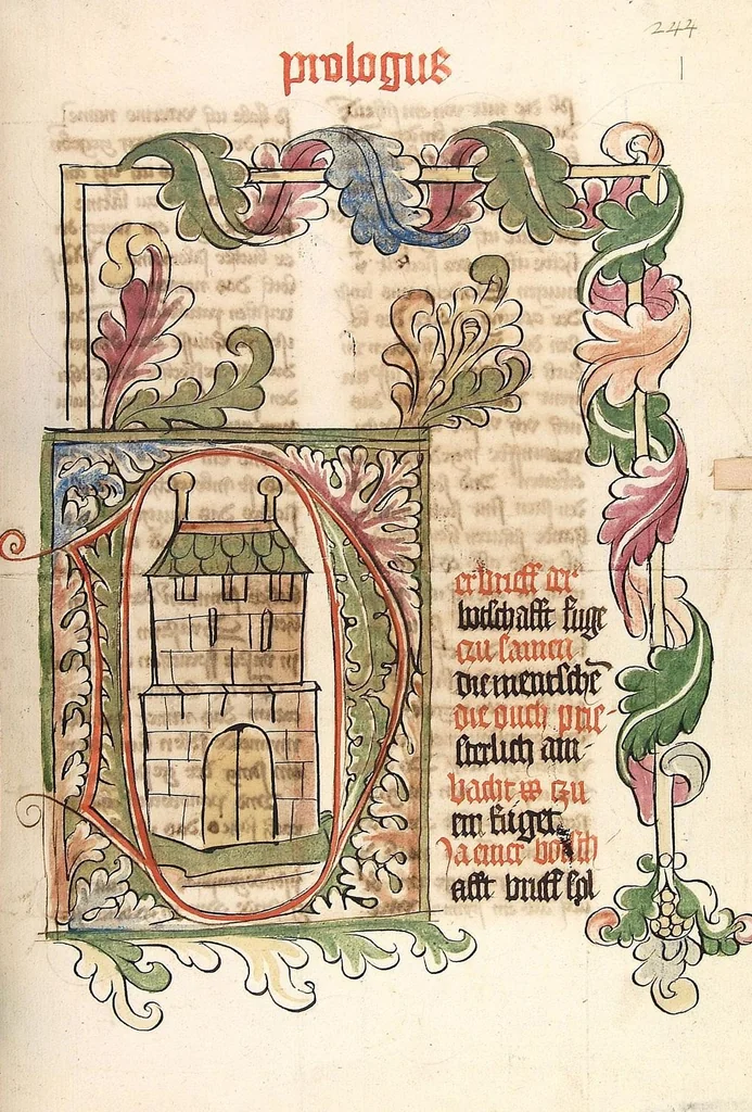 An illustration from AT (Bücher Esra, Nehemia, Tobias, Judith, Esther, Hiob, Psalter, Parabole, Ecclesiastes, Cantica, Sapientia, Ecclesiasticu), 1441, leaf 491