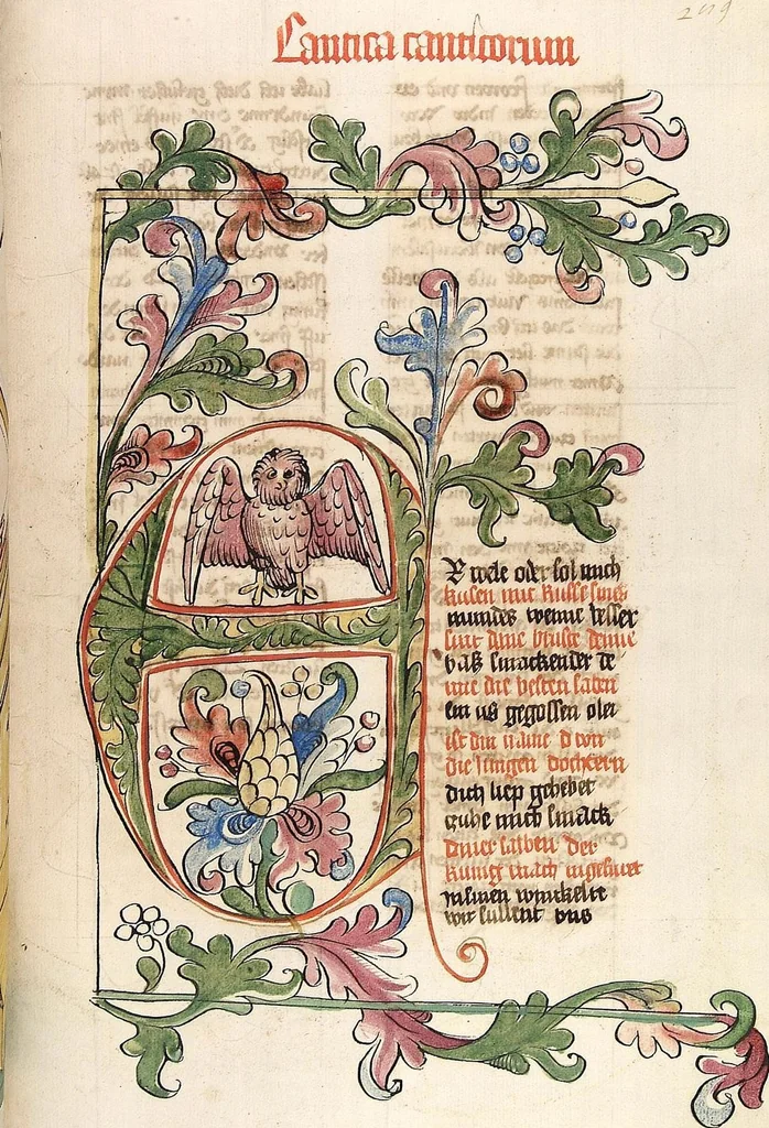 An illustration from AT (Bücher Esra, Nehemia, Tobias, Judith, Esther, Hiob, Psalter, Parabole, Ecclesiastes, Cantica, Sapientia, Ecclesiasticu), 1441, leaf 581