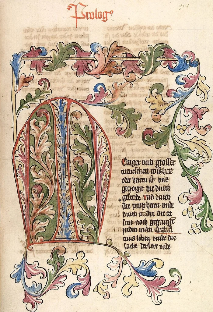 An illustration from AT (Bücher Esra, Nehemia, Tobias, Judith, Esther, Hiob, Psalter, Parabole, Ecclesiastes, Cantica, Sapientia, Ecclesiasticu), 1441, leaf 639