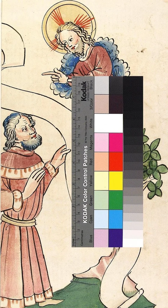 An illustration from AT (Bücher Esra, Nehemia, Tobias, Judith, Esther, Hiob, Psalter, Parabole, Ecclesiastes, Cantica, Sapientia, Ecclesiasticu), 1441, leaf 767