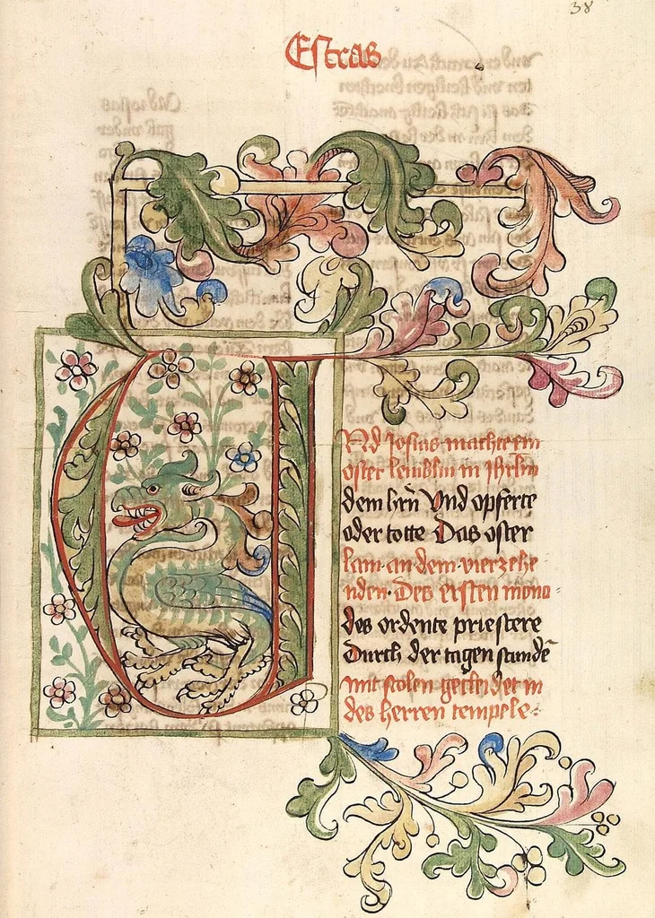 An illustration from AT (Bücher Esra, Nehemia, Tobias, Judith, Esther, Hiob, Psalter, Parabole, Ecclesiastes, Cantica, Sapientia, Ecclesiasticu), 1441, leaf 79
