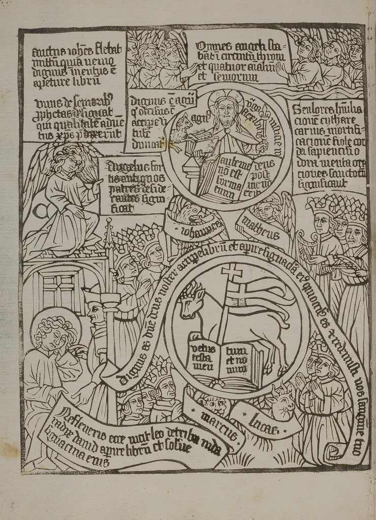 An illustration from Apokalypse, lat. (Blockbuch), 1469, leaf 14