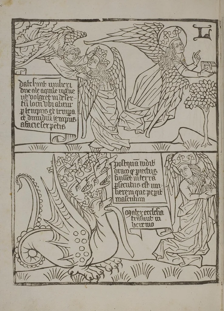 An illustration from Apokalypse, lat. (Blockbuch), 1469, leaf 46