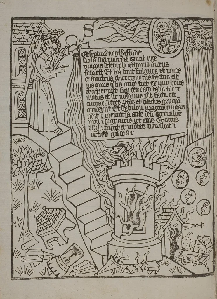 An illustration from Apokalypse, lat. (Blockbuch), 1469, leaf 74