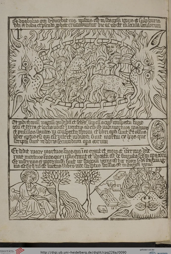An illustration from Apokalypse, lat. (Blockbuch), 1469, leaf 90