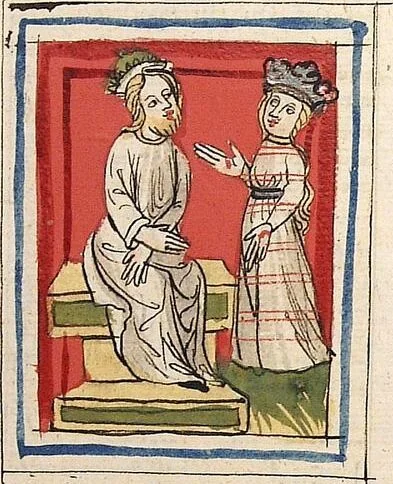 An illustration from Die 24 Alten, 1418, leaf 41