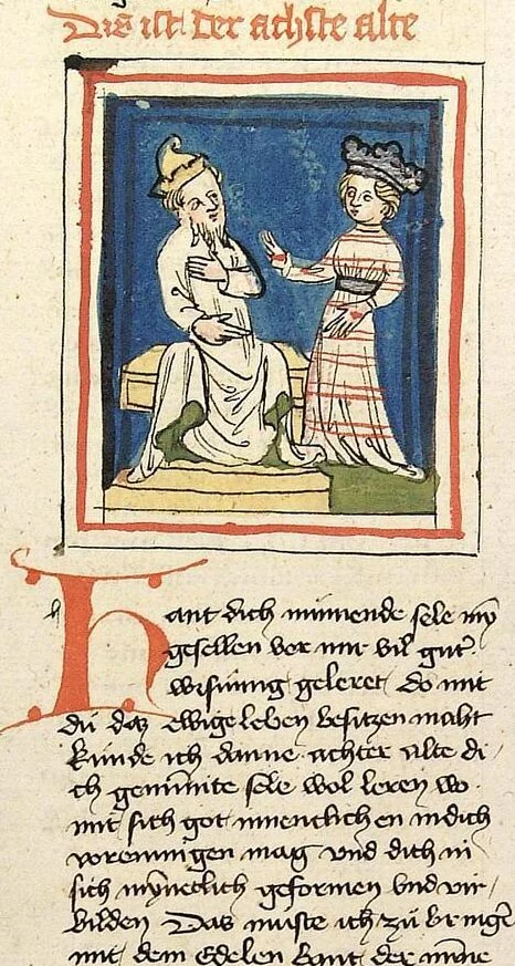 An illustration from Die 24 Alten, 1418, leaf 54