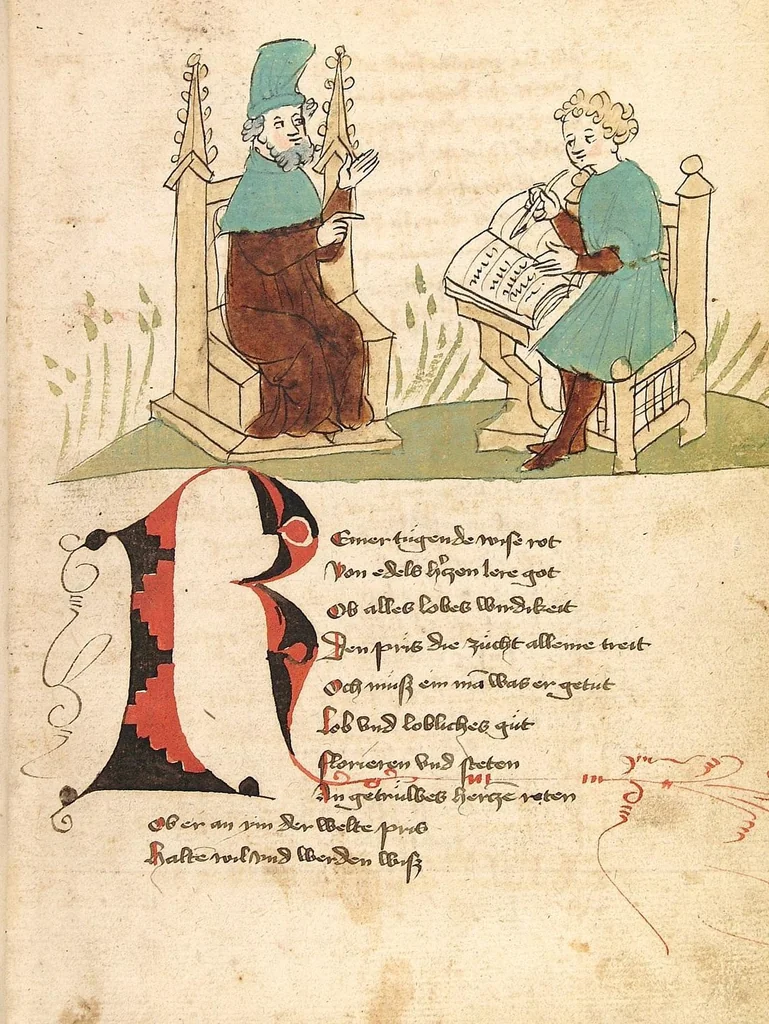 An illustration from Willehalm von Orlens, 1420, leaf 11