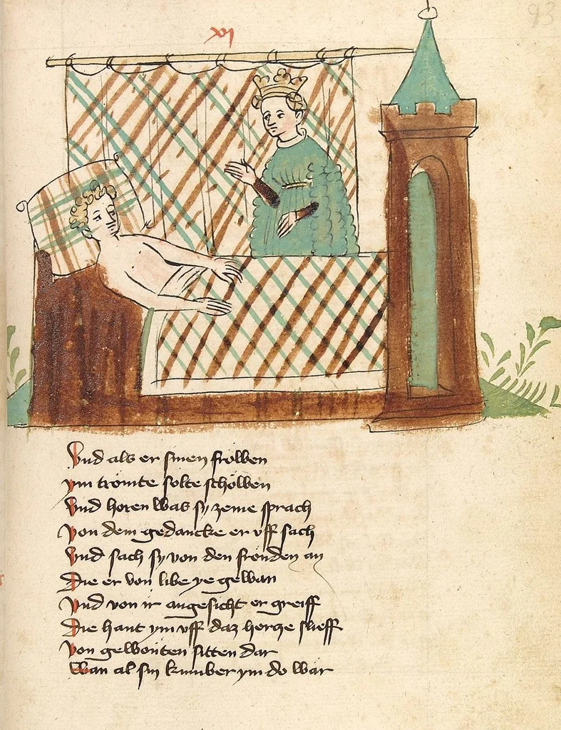 An illustration from Willehalm von Orlens, 1420, leaf 191