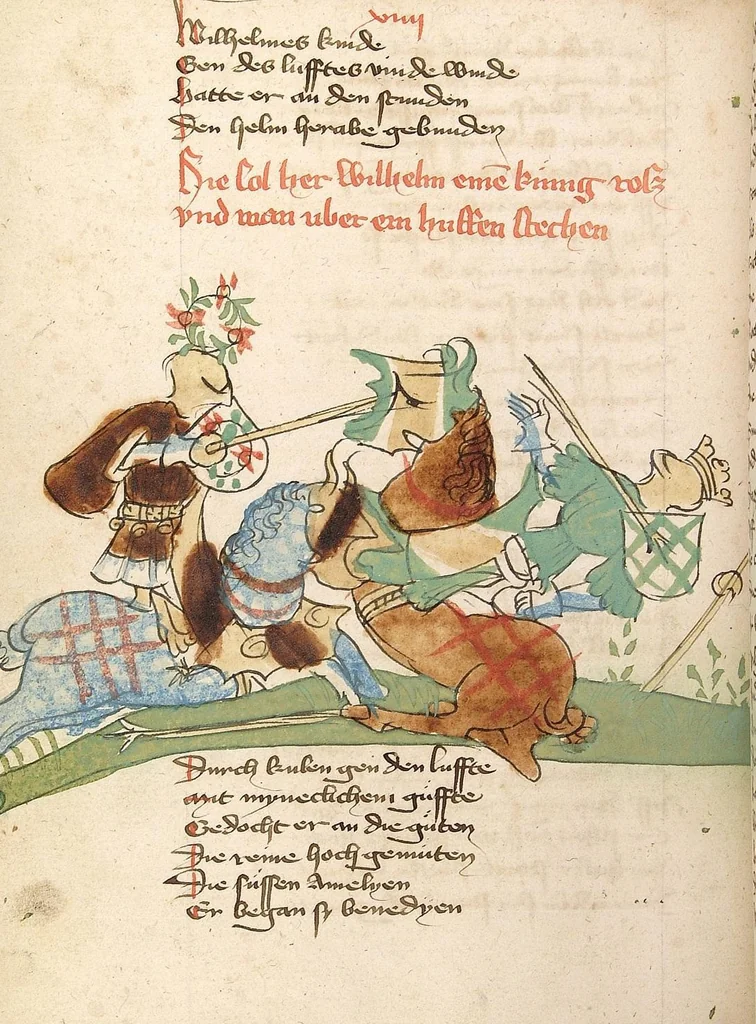 An illustration from Willehalm von Orlens, 1420, leaf 248