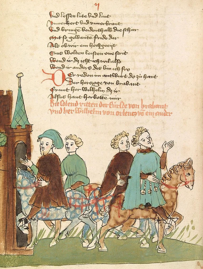 An illustration from Willehalm von Orlens, 1420, leaf 26