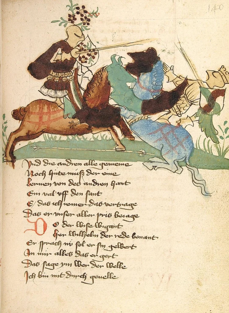 An illustration from Willehalm von Orlens, 1420, leaf 285