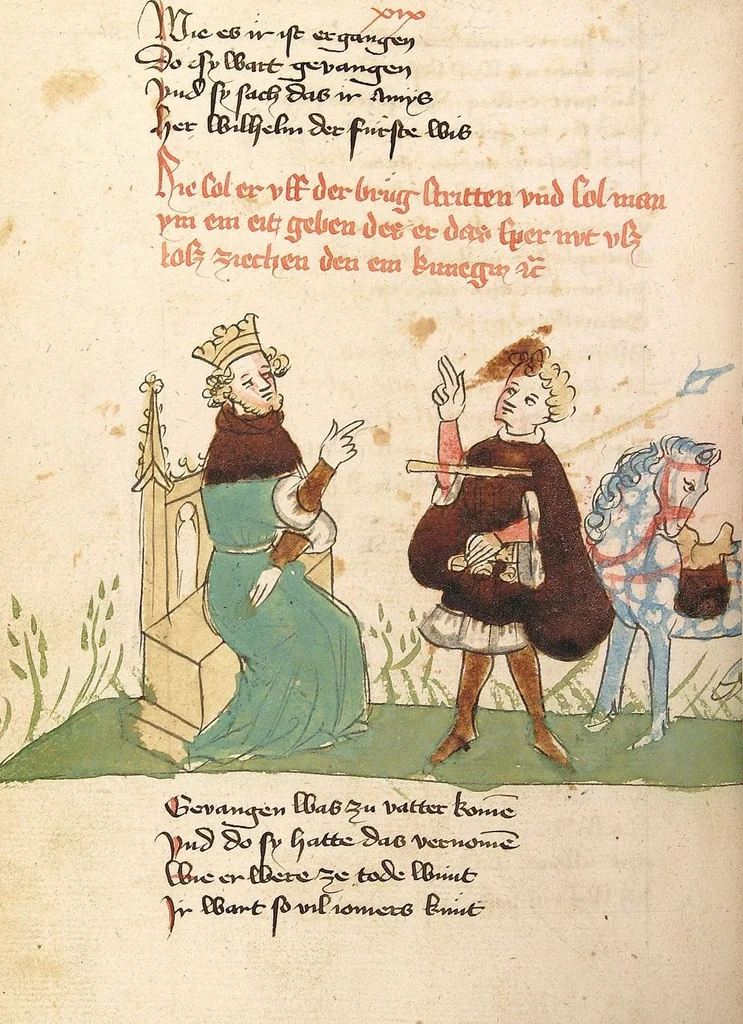 An illustration from Willehalm von Orlens, 1420, leaf 362