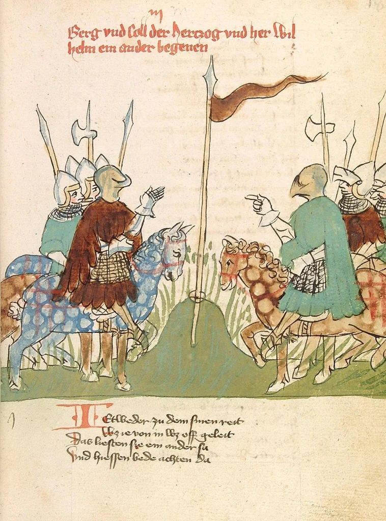 An illustration from Willehalm von Orlens, 1420, leaf 41