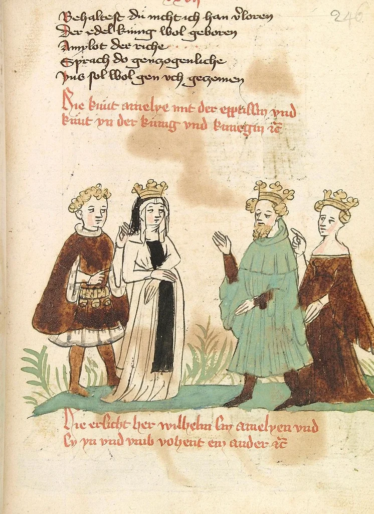 An illustration from Willehalm von Orlens, 1420, leaf 497