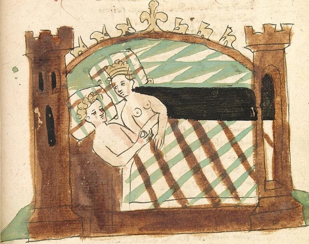 An illustration from Willehalm von Orlens, 1420, leaf 515