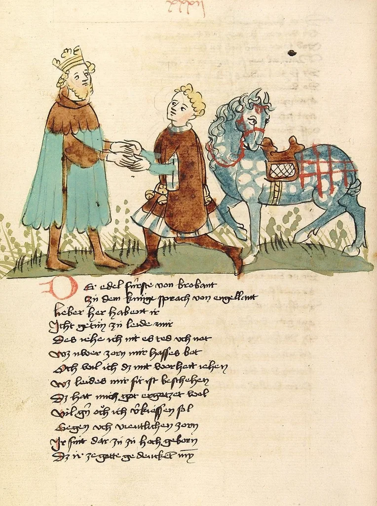 An illustration from Willehalm von Orlens, 1420, leaf 540