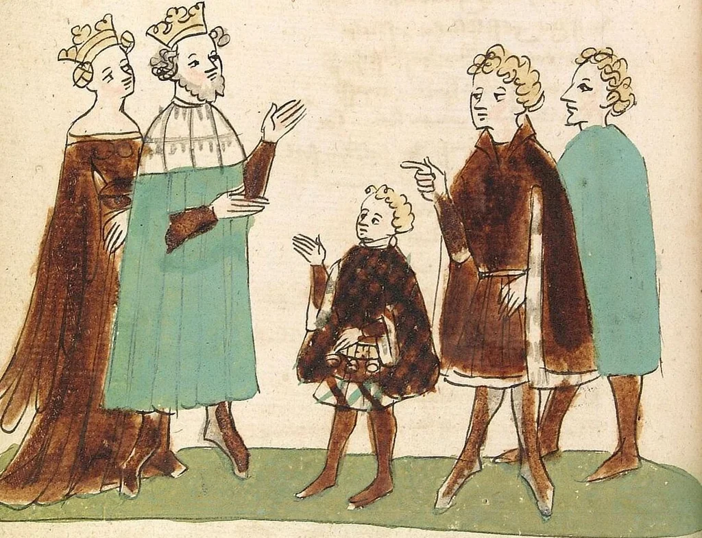 An illustration from Willehalm von Orlens, 1420, leaf 88