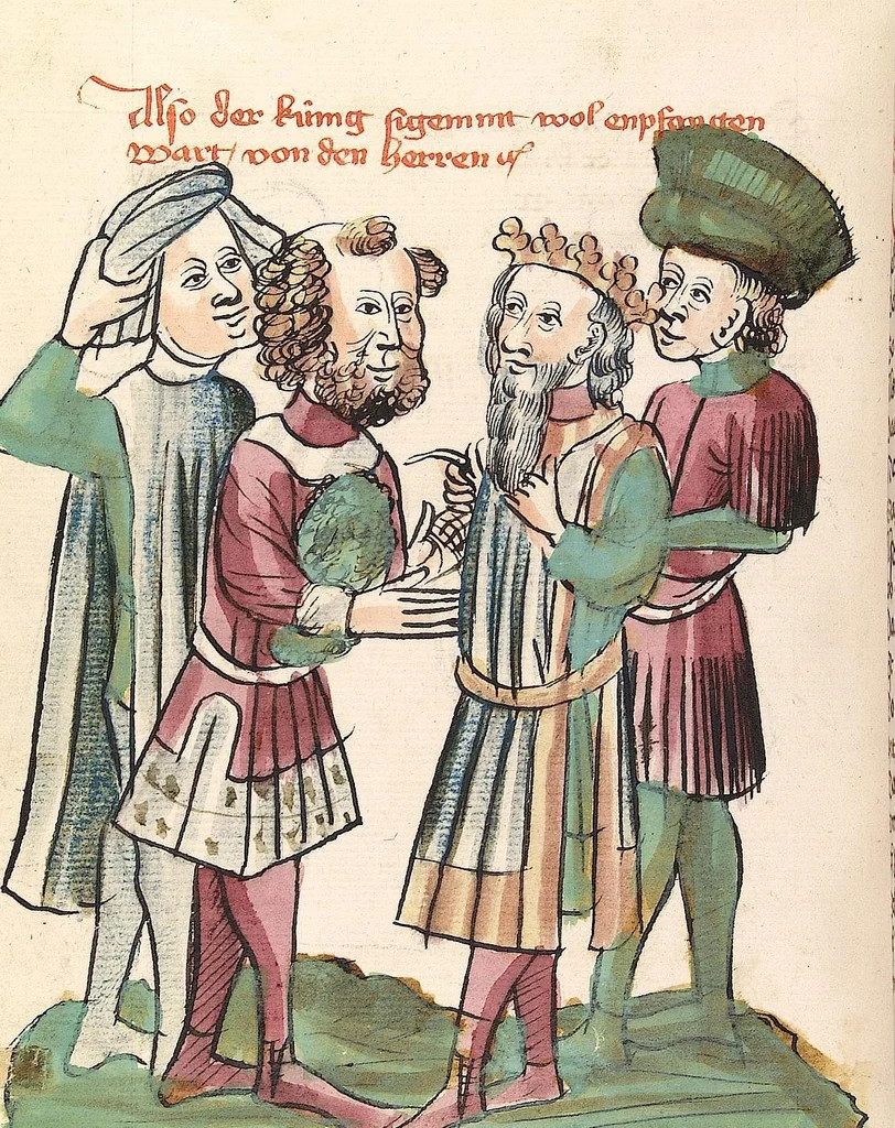 An illustration from 'Virginal', 1444, leaf 448