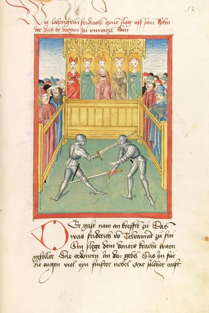 An illustration from 'Lohengrin' ; 'Friedrich von Schwaben', 1470, leaf 119