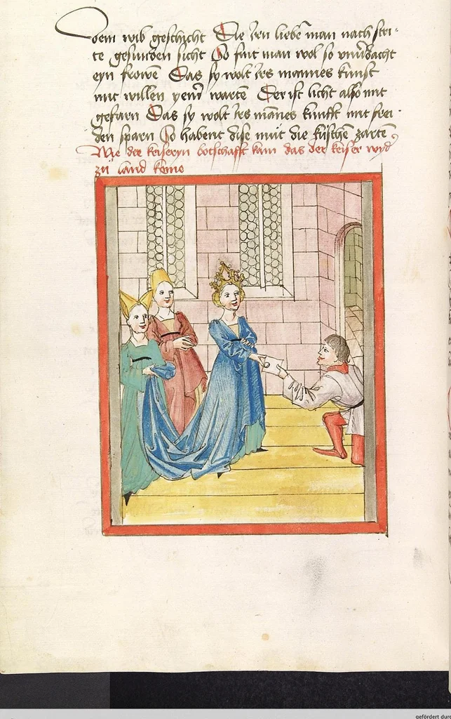 An illustration from 'Lohengrin' ; 'Friedrich von Schwaben', 1470, leaf 160