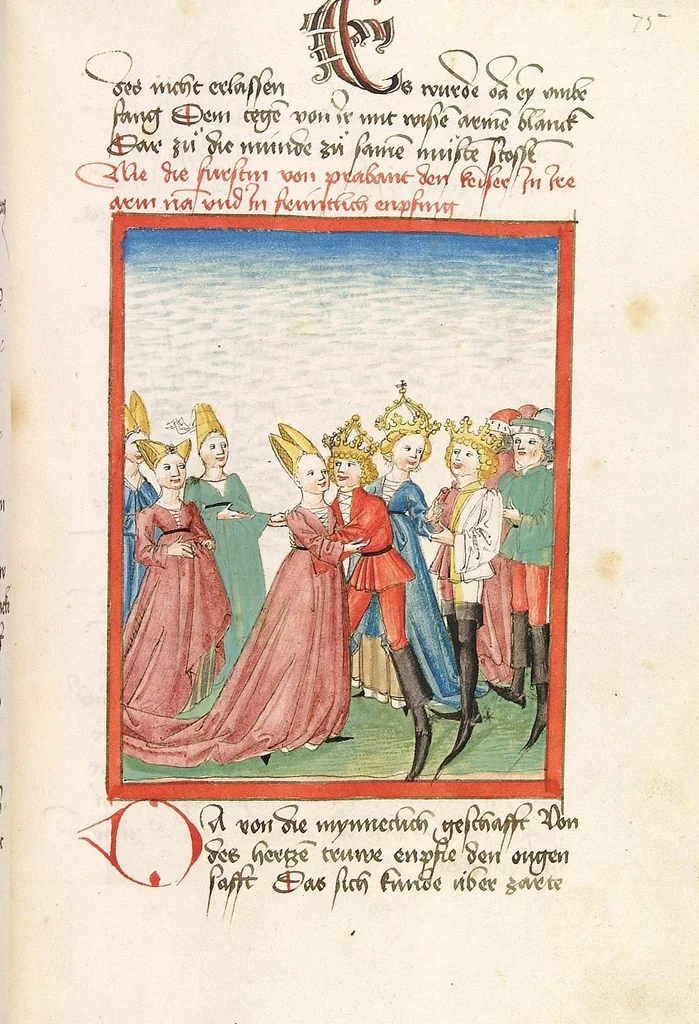 An illustration from 'Lohengrin' ; 'Friedrich von Schwaben', 1470, leaf 165