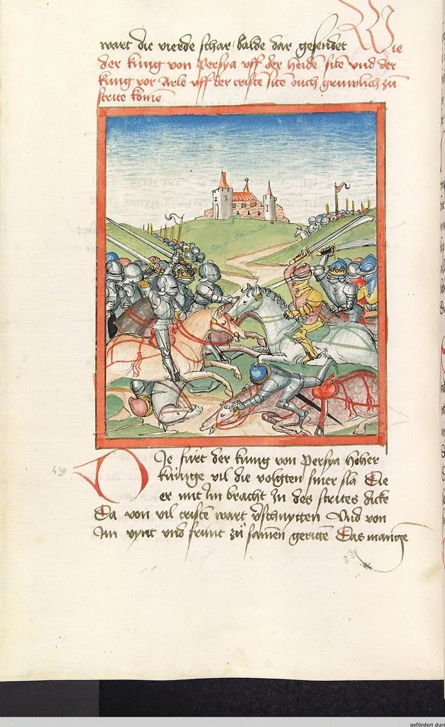 An illustration from 'Lohengrin' ; 'Friedrich von Schwaben', 1470, leaf 224
