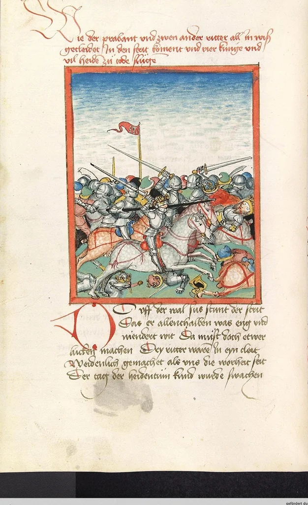 An illustration from 'Lohengrin' ; 'Friedrich von Schwaben', 1470, leaf 236