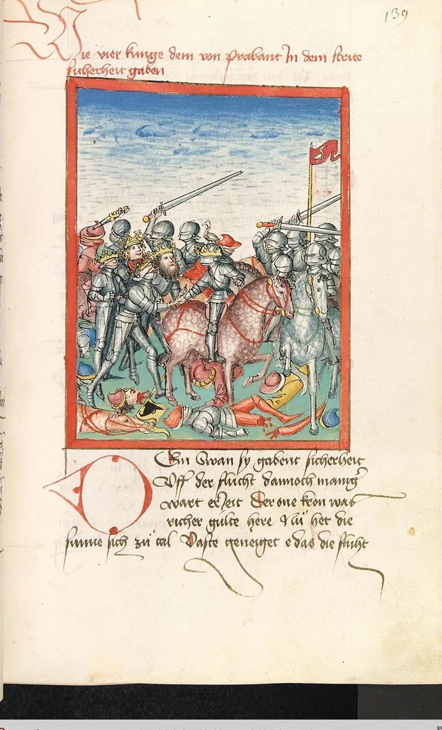 An illustration from 'Lohengrin' ; 'Friedrich von Schwaben', 1470, leaf 293