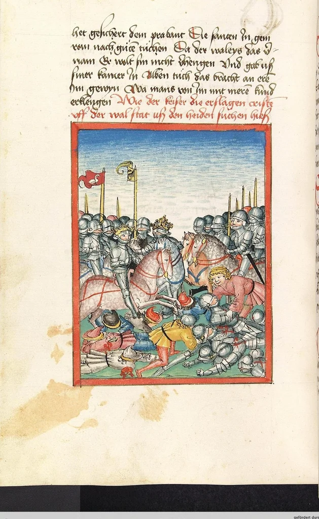 An illustration from 'Lohengrin' ; 'Friedrich von Schwaben', 1470, leaf 298