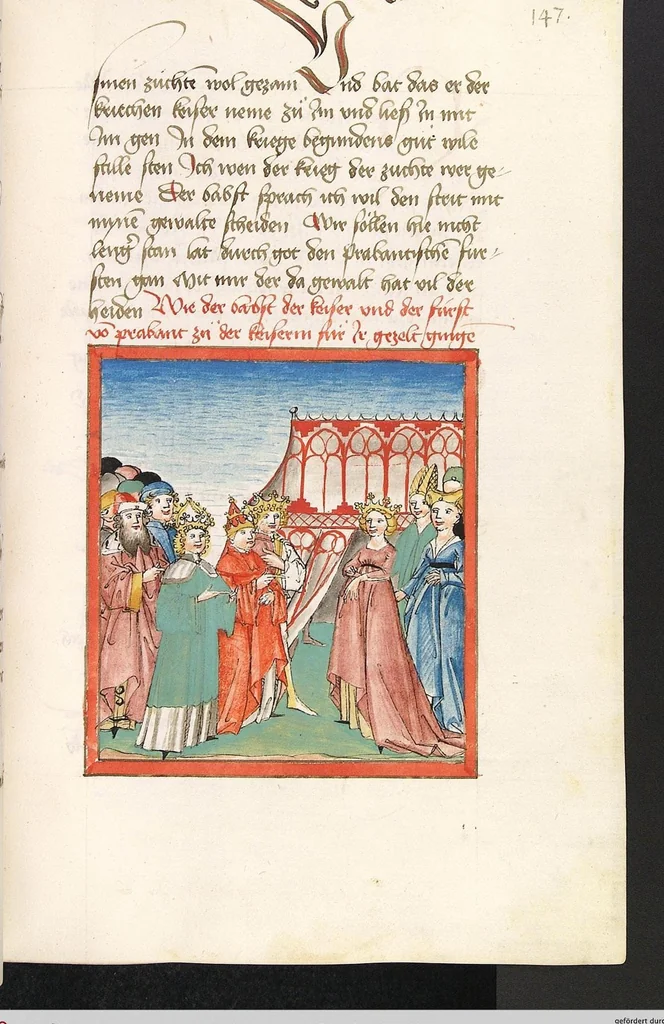An illustration from 'Lohengrin' ; 'Friedrich von Schwaben', 1470, leaf 309