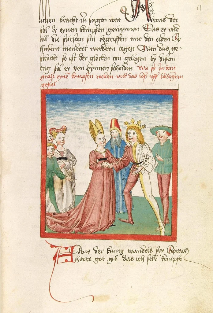 An illustration from 'Lohengrin' ; 'Friedrich von Schwaben', 1470, leaf 37