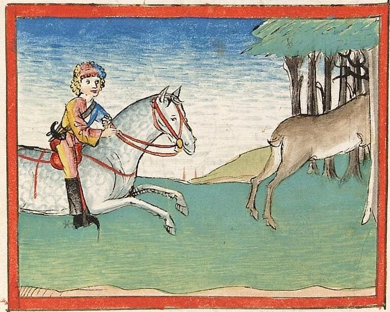 An illustration from 'Lohengrin' ; 'Friedrich von Schwaben', 1470, leaf 420