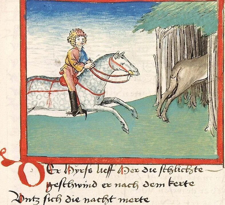 An illustration from 'Lohengrin' ; 'Friedrich von Schwaben', 1470, leaf 425