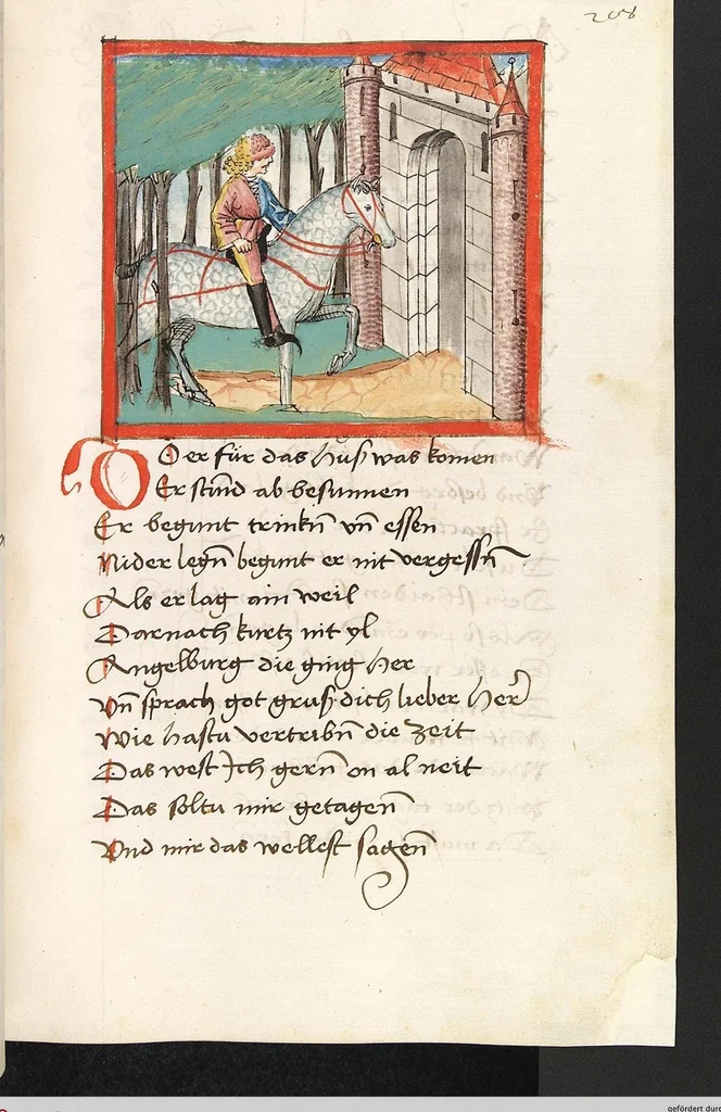 An illustration from 'Lohengrin' ; 'Friedrich von Schwaben', 1470, leaf 437