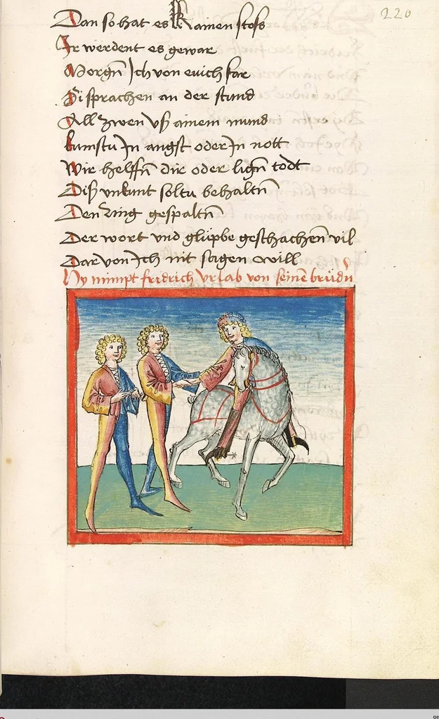 An illustration from 'Lohengrin' ; 'Friedrich von Schwaben', 1470, leaf 461