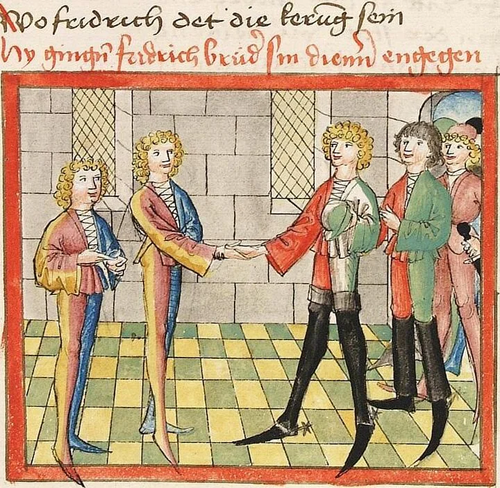 An illustration from 'Lohengrin' ; 'Friedrich von Schwaben', 1470, leaf 467