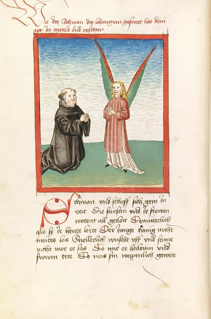 An illustration from 'Lohengrin' ; 'Friedrich von Schwaben', 1470, leaf 50