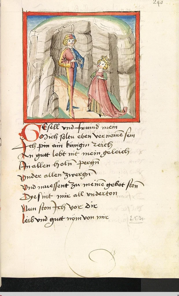 An illustration from 'Lohengrin' ; 'Friedrich von Schwaben', 1470, leaf 501