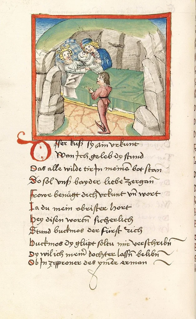 An illustration from 'Lohengrin' ; 'Friedrich von Schwaben', 1470, leaf 526